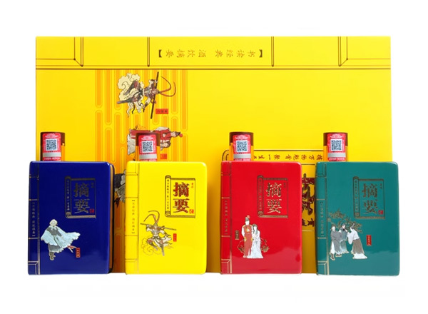 洛阳摘要酒回收摘要四大名著礼盒装53度200ml*4瓶贵州金沙回沙酒